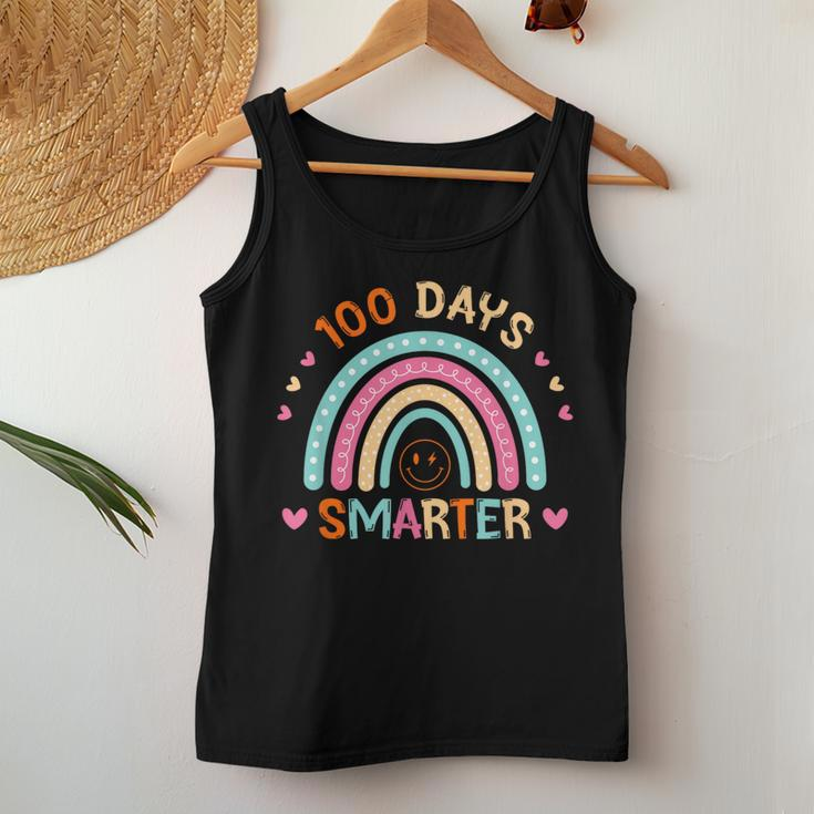 100Th Day Of School Teacher 100 Days Smarter Rainbow Groovy Women Tank Top Funny Gifts