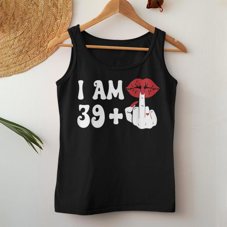 I Am 39 1 Middle Finger & Lips 40Th Birthday Girls Women Tank Top Funny Gifts