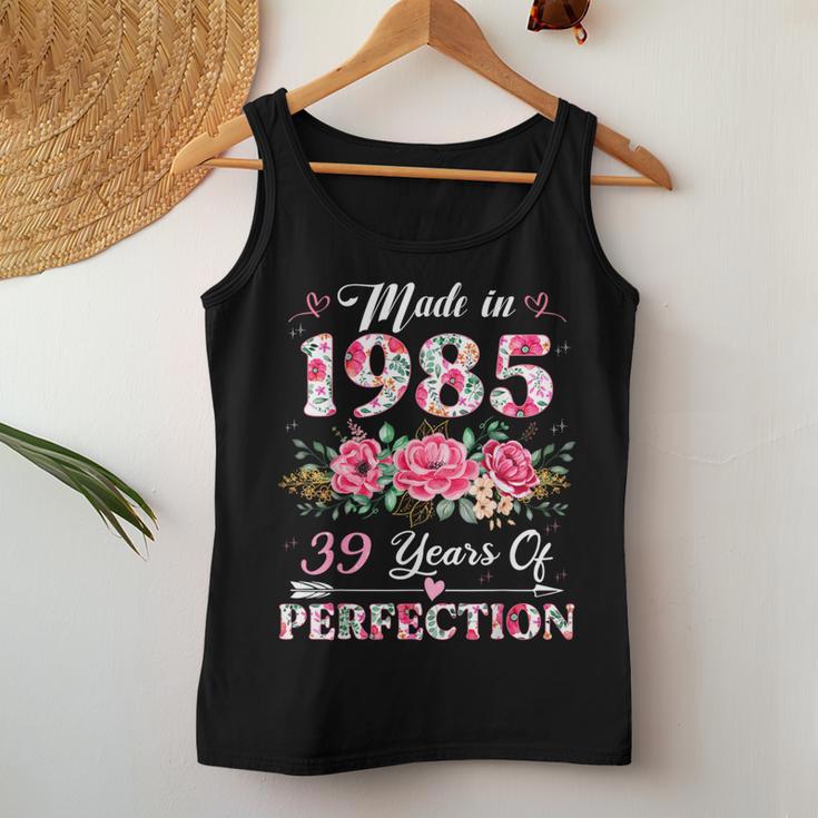 39 Year Old Made In 1985 Floral 39Th Birthday Women Women Tank Top Unique Gifts