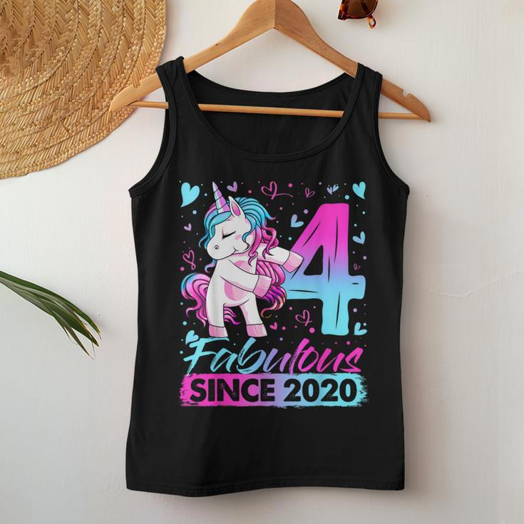 4 Years Old Flossing Unicorn 4Th Birthday Girl Party Women Tank Top Unique Gifts