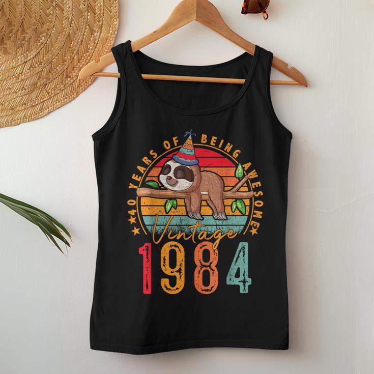 40 Years Old Sloth Lover Vintage 1984 40Th Birthday Women Tank Top Unique Gifts