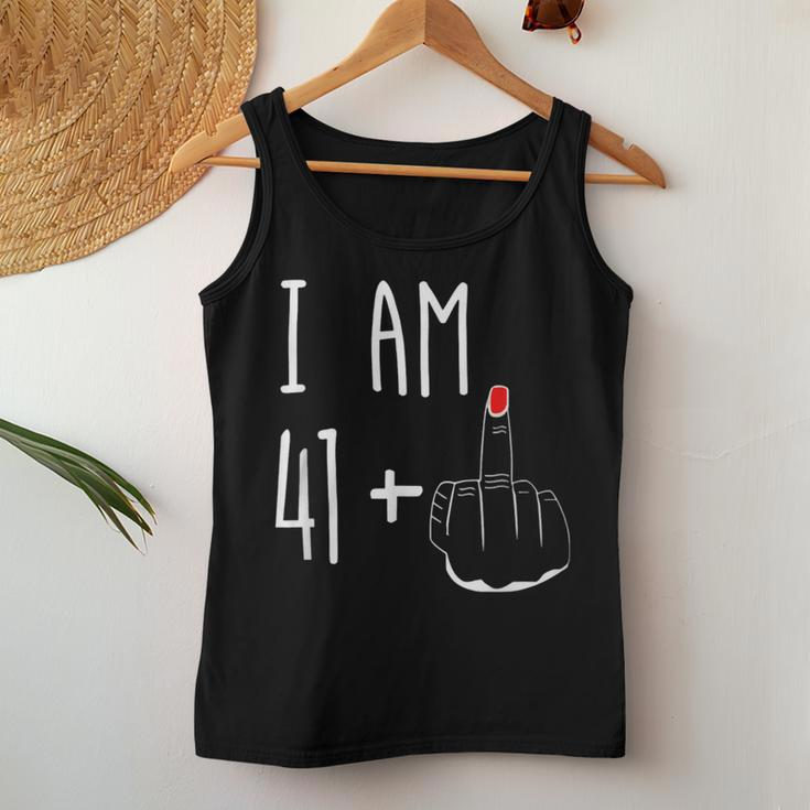 I Am 41 Plus 1 Middle Finger Girl 42Nd Birthday 42 Years Old Women Tank Top Unique Gifts