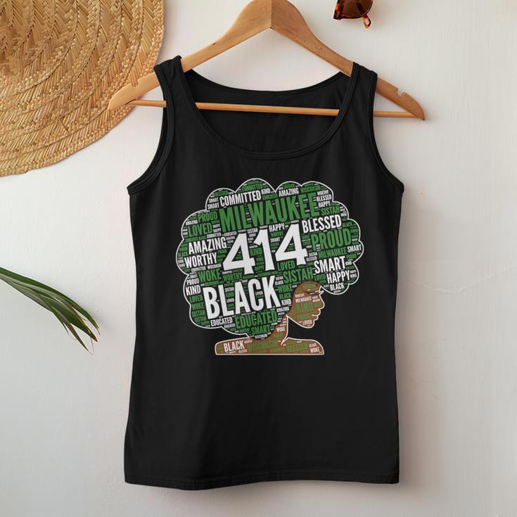 414 Milwaukee Area Code African American Woman Afro Women Tank Top Unique Gifts