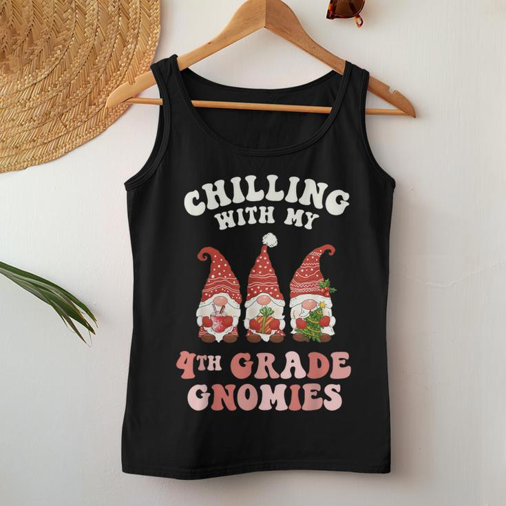 4Th Grade Teacher Christmas Chilling With My Gnomies Fourth Women Tank Top Personalized Gifts