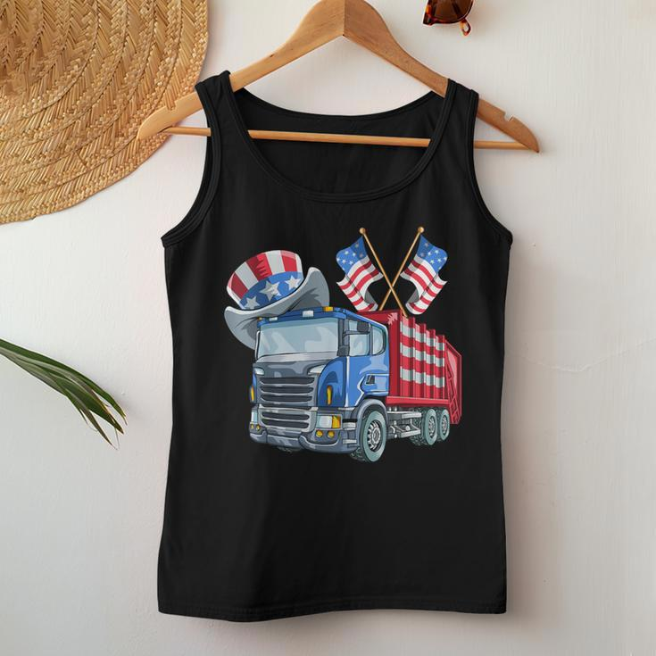 4Th Of July Garbage Truck Women Women Tank Top Unique Gifts