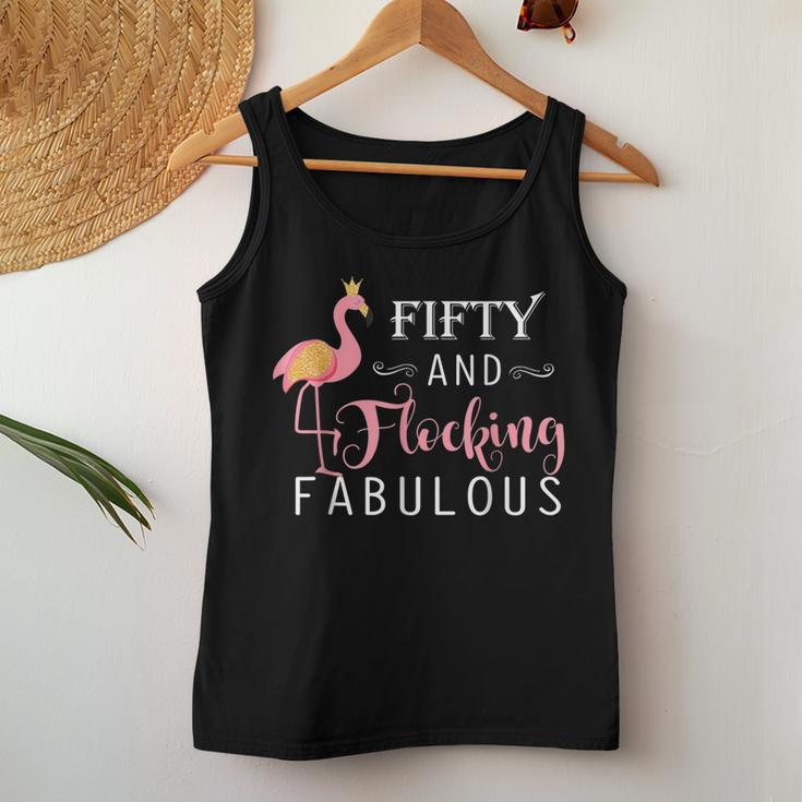 50Th Birthday Flamingo Fifty Flocking Fabulous Women Tank Top Personalized Gifts