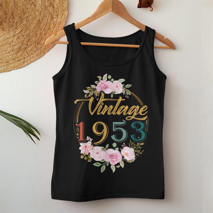 70 Years Old Vintage 1953 Floral 70Th Birthday Party Women Tank Top Unique Gifts