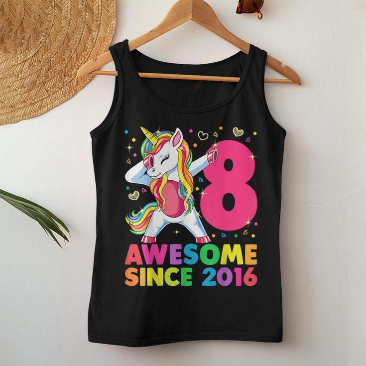 8 Years Old Unicorn Dabbing 8Th Birthday Girl Unicorn Party Women Tank Top Unique Gifts