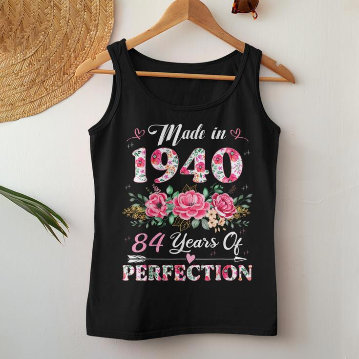84 Year Old Made In 1940 Floral 84Th Birthday Women Women Tank Top Unique Gifts