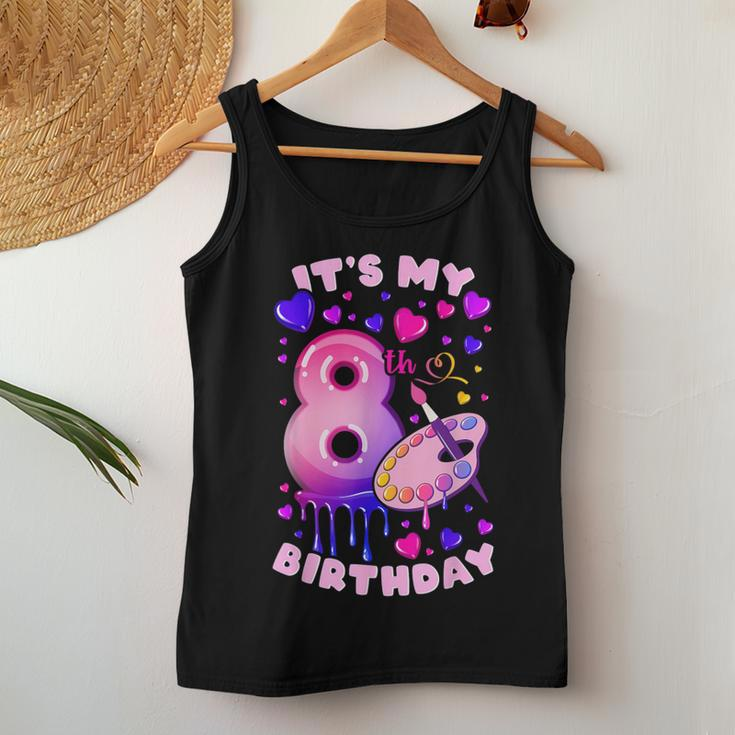 8Th Birthday Girl 8 Years Painting Art Number 8 Women Tank Top Personalized Gifts