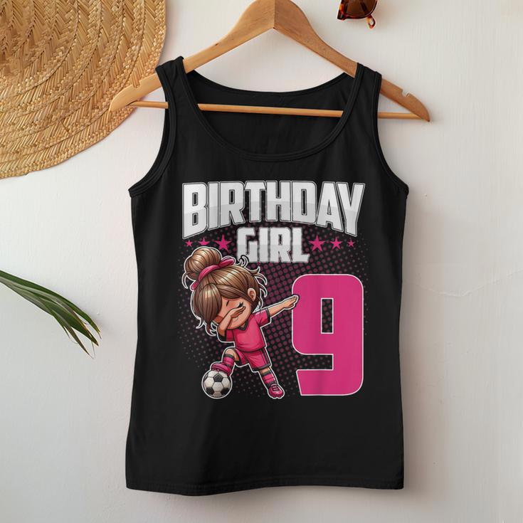 9 Geburtstag Mädchen Fußball Dabbing – 9 Jahre Altes Mädchen Geburtstag Tank Top Frauen Lustige Geschenke