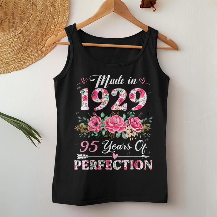95 Year Old Made In 1929 Floral 95Th Birthday Women Women Tank Top Funny Gifts