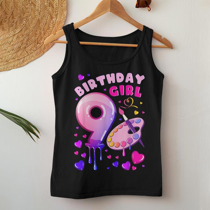 9Th Birthday Girl 9 Years Painting Art Number 9 Women Tank Top Unique Gifts