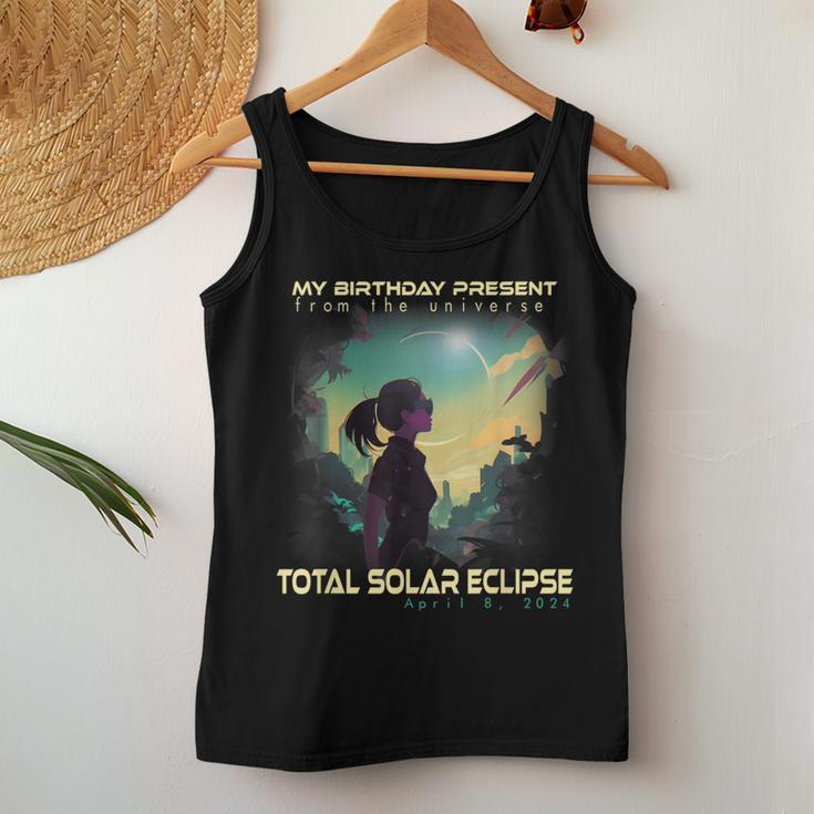 Aesthetic Girl Total Solar Eclipse Apr 8 2024 Birthday Women Tank Top Funny Gifts