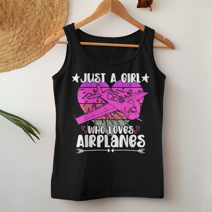 Airplane Lover Vintage Just A Girl Who Loves Airplanes Women Tank Top Unique Gifts