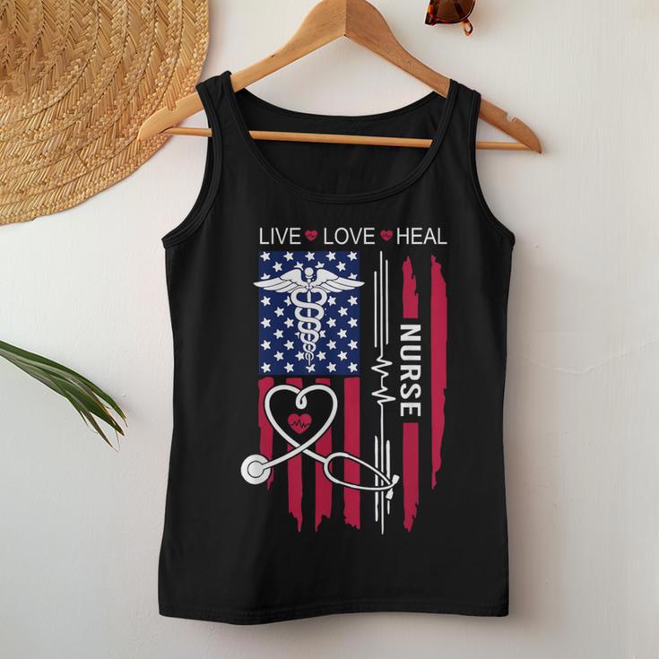 American Flag Nurse Day Week Nurse Nurse's Day Women Tank Top Unique Gifts