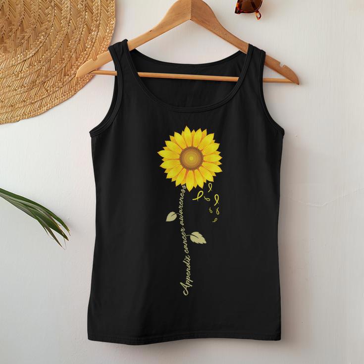 Appendix Cancer Sunflower Amber Ribbon Survivor Women Tank Top Unique Gifts