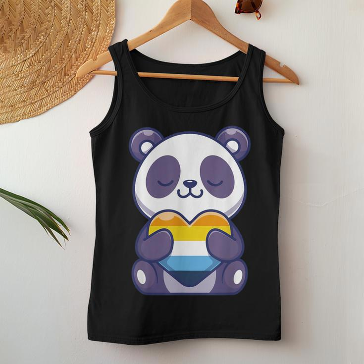 Aroace Pride Aro Ace Panda Heart Aromantic Asexual Pride Women Tank Top Unique Gifts