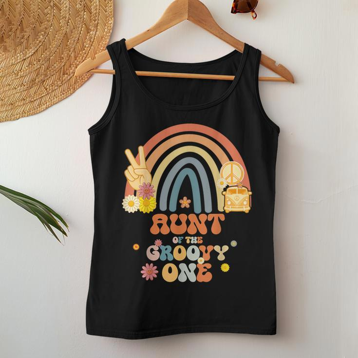 Aunt Of The Groovy One Rainbow Boho Birthday Party Women Tank Top Personalized Gifts