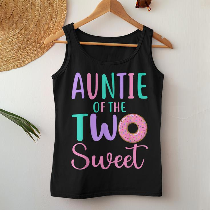 Auntie Of The Two Sweet Aunt 2Nd Birthday Girl Donut Party Women Tank Top Unique Gifts