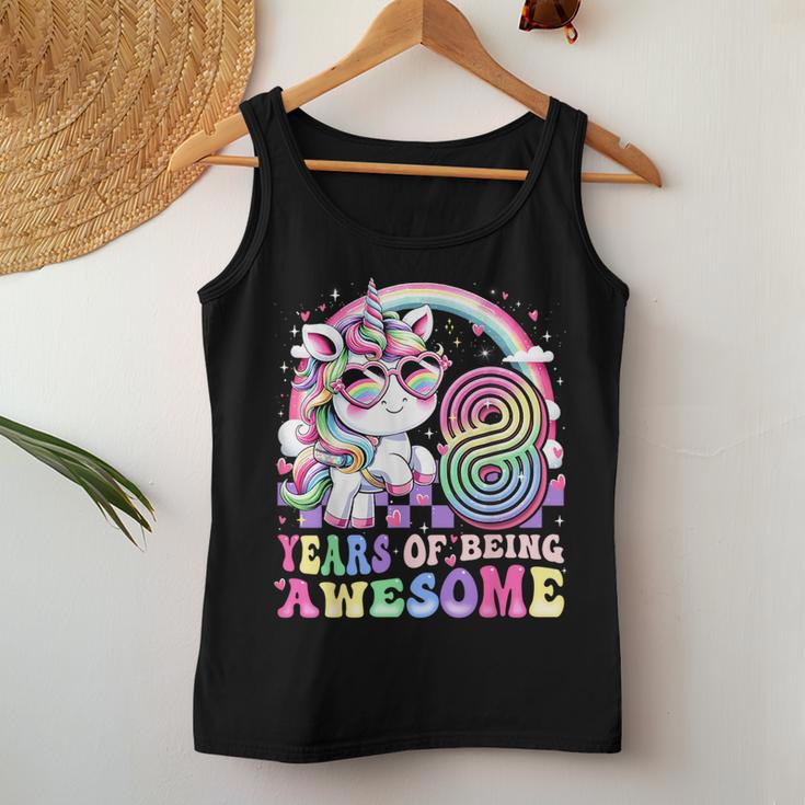 Awesome 8 Year Old Unicorn 8Th Birthday Girl Party Princess Women Tank Top Funny Gifts