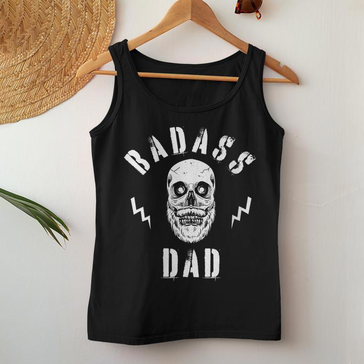 Badass Dad Cool Fathers Day Dad Skull Women Tank Top Unique Gifts