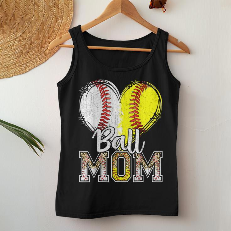Ball Mom Heart Baseball Softball Mama 2024 Women Tank Top Unique Gifts