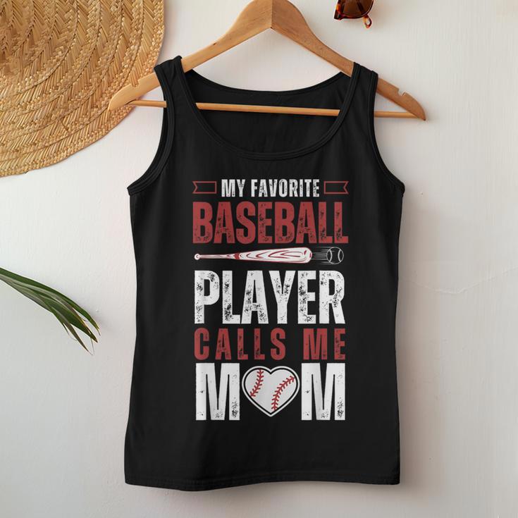 Baseball My Favorite Baseball Player Calls Me Mom Women Tank Top Unique Gifts