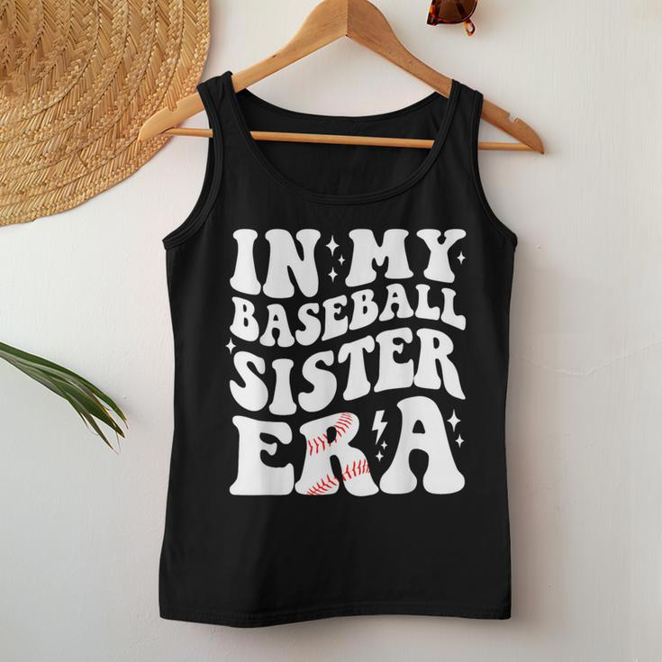 In My Baseball Sister Era Groovy Vintage Baseball Sister Women Tank Top Personalized Gifts