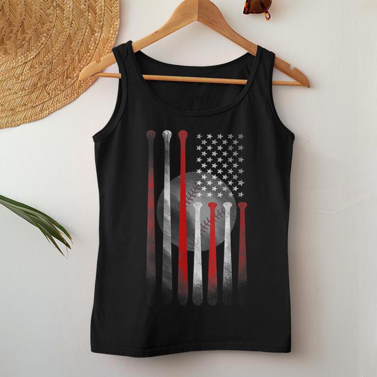 Baseball Usa Flag American Flag Vintage Women Tank Top Unique Gifts