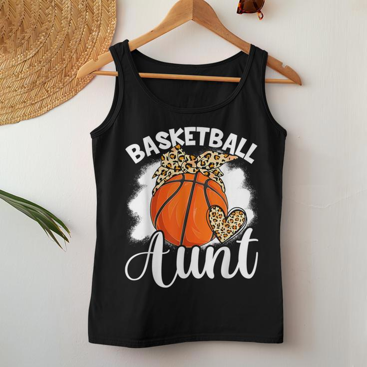 Basketball Aunt Leopard Heart Auntie Mother's Day Women Tank Top Unique Gifts