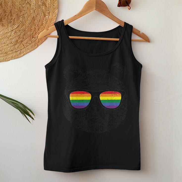 Bear Gay Distressed Rainbow Sunglasses Women Tank Top Unique Gifts