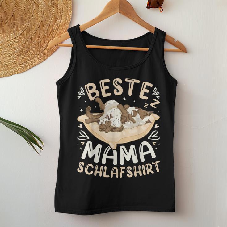 Beste Mama Schlaf Siamkatze Mit 2 Kätzchen Muttertag Tank Top Frauen Lustige Geschenke