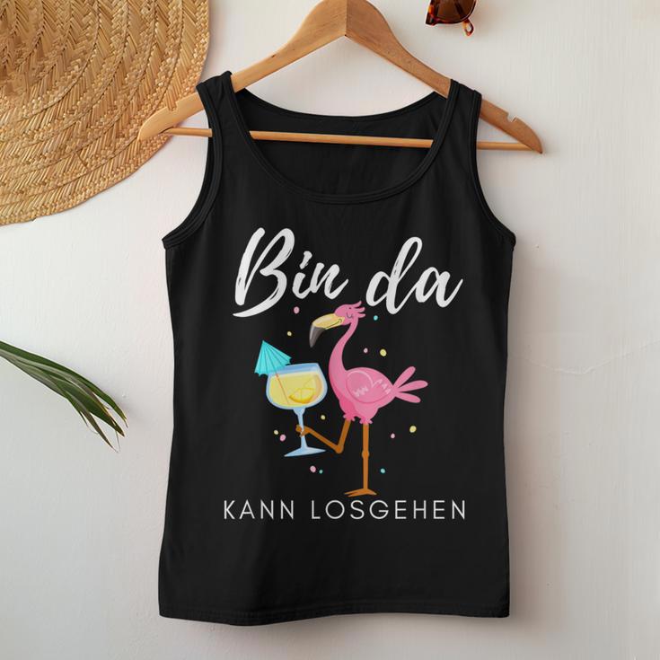 Bin Da Kann Losgehen Flamingo Mit Sekt Tank Top Frauen Lustige Geschenke