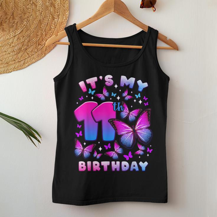 Birthday Girl 11 Year Old Butterfly Number 11 Women Tank Top Personalized Gifts