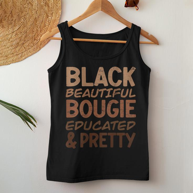 Black Beautiful Bougie Educated Pretty Pride On Back Women Tank Top Unique Gifts
