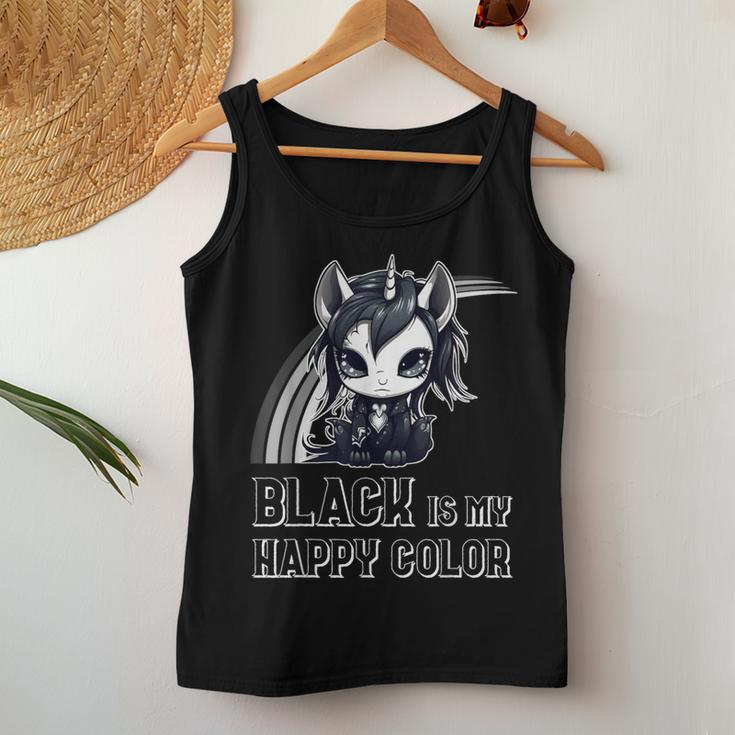 Black Is My Happy Color Goth Girl Emo Gothic Unicorn Women Tank Top Personalized Gifts