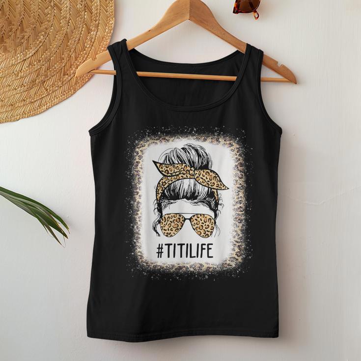 Bleached Titi Life Leopard Messy Bun Mother's Day Women Tank Top Unique Gifts