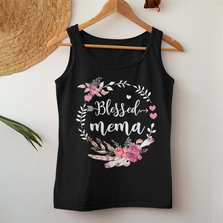 Blessed Mema Thanksgiving Floral Mother's Day Women Tank Top Funny Gifts