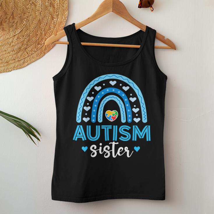 Blue Rainbow Autism Awareness Sister Heart Puzzle For Girls Women Tank Top Unique Gifts