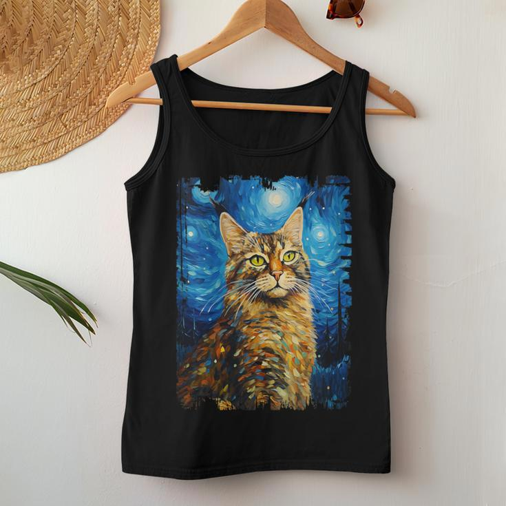 Bobcat Starry Night Painting Mom Dad Women Tank Top Unique Gifts