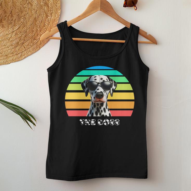 The Boss Lustiges Zitat Hundeliebhaber Haustier Dalmatiner Welpe Mama Papa Tank Top Frauen Lustige Geschenke