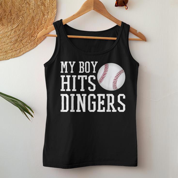 My Boy Hits Dingers Baseball Mom Dad I Hit Dingers Women Tank Top Unique Gifts