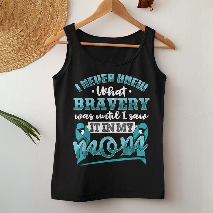 Bravery In My Mom Ovarian Cancer Awareness Ribbon Women Tank Top Unique Gifts