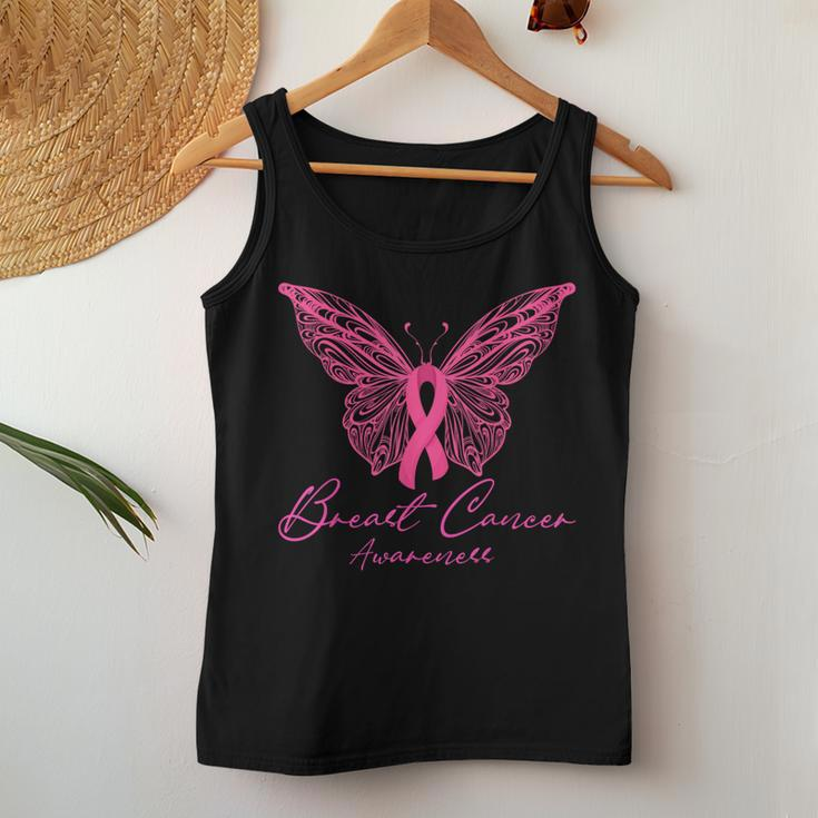 Breast Cancer Awareness Pink Butterfly Pink Ribbon Women Women Tank Top Unique Gifts