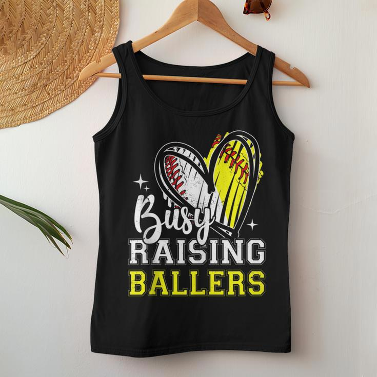 Busy Raising Ballers Heart Softball Baseball Mom Women Tank Top Unique Gifts