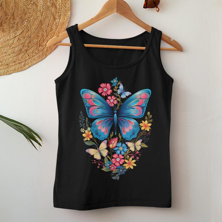 Butterfly With Flowers I Aesthetic Butterfly Women Tank Top Unique Gifts