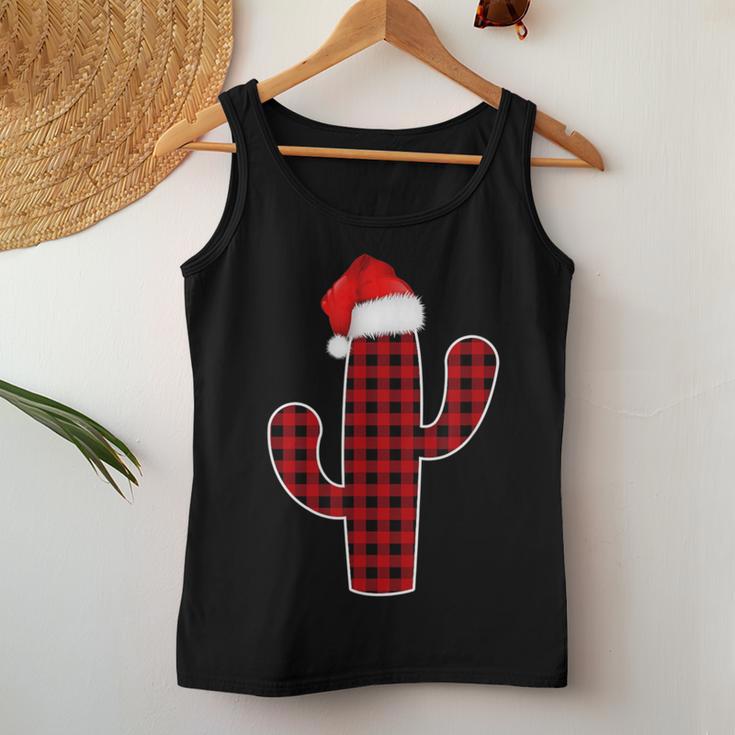 Cactus Christmas Pajamas Family Red Plaid Buffalo Women Tank Top Unique Gifts