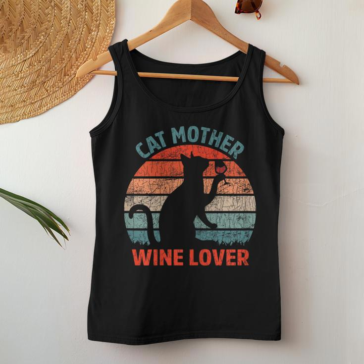 Cat Mother Wine Lover Owner Graphic Women Tank Top Unique Gifts