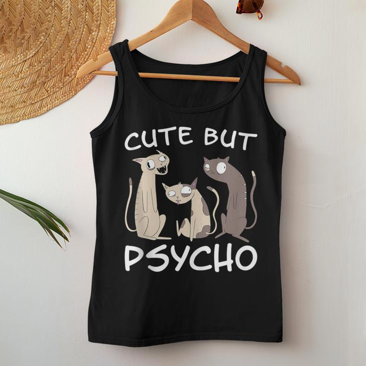 Cat Saying Cute But Psycho Cats Mom Kittens Cats Dad Women Tank Top Unique Gifts